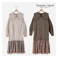 써스데이아일랜드 Thursday Island 빅카라 니트 원피스 T218MOP253W105789