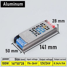 가정 조명용 초박형 AC DC 변압기 스위칭 전원 공급 장치 220V-12V 24 V 12V 24 V 볼트 60W 100W 200W 300W 400W, 1개