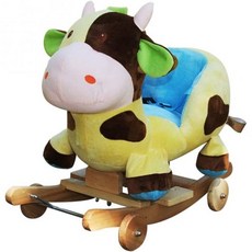 ZhaoXH-Ride 장난감 아기 소프트 라이딩 말 장난감 아기 흔들 소 나무 플러시 만능 바퀴 달린 흔들 말 장난감 아기 1-3세 생일 선물