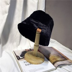 털 레오파드 여성 보이핏 볼륨 버킷햇 모자 가을 두꺼운 보온 종형