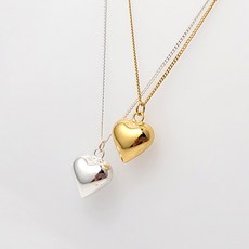 9월한정특가 18K GOLD SILVER HEART NECKLACE 볼드 하트 목걸이