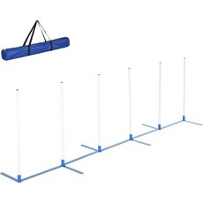 PawHut 조절 가능한 반려견 민첩성 훈련 장애물 코스 세트 위브 폴 수납 가방 포함 야외 게임 운동, White, 1개 - 위브폴