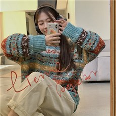 라일락1 라운드울니트 클래식 풀오버 CHIC 겨울 가을 신 핏아우터 크리스마스 양털니트 스웨터 부드러운 루즈핏