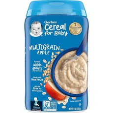 Gerber 베이비 시리얼 2nd Foods 멀티그레인 사과 이유식 226.8g(8온스) (6팩), 6개