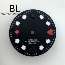 시계 수리도구 시계줄키트 클램프 BLIGER 포커 무늬 다이얼 블랙 화이트 그린 다이, 2.black no logo