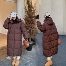 Cwadun 후드 미드 길이 코튼 패딩 코트 두꺼운 코튼 패딩 재킷