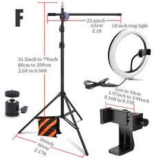 수직촬영거치대 링라이트 촬영용 2m 79 인치 삼각대 휴대폰 태블릿 라이트 DSLR 카메라 붐 암 비디오 스튜디오 유튜버 스탠드, F