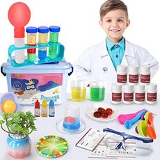 어린이를위한 SNAEN 과학 키트-30 가지 멋진 실험 및 실험실 코트 과학자 의상 DIY STEM 교육용 장난감, 62pcs 과학 키트_One Size, 62pcs 과학 키트, 상세 설명 참조0