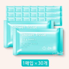 물 없이 샤워하는 도톰한 오웰 샤워티슈 대형 물티슈, 1매입, 30개