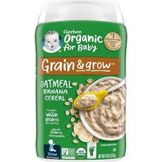 Gerber Baby Cereal Organic 2nd Foods Grain & Grow 오트밀 바나나 226.8g(8온스) (6팩)