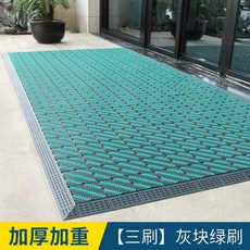 대형 현관 바닥 출입구 바닥매트 블록 호텔 발판 매트 건물, 1개, 90x180cm 회색 녹색솔