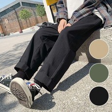 와이드 코튼 팬츠 밴딩 슬랙스 고무줄 통바지 남자 면바지