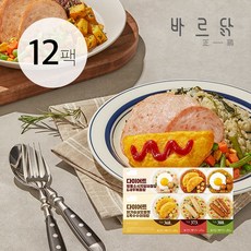 바르닭 바른도시락3 - 닭가슴살햄 도시락 6종 혼합, 257.5g, 12팩