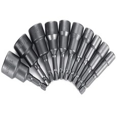 10P 육각복스 비트 소켓 복스알 렌치 6-19mm, 각끌비트 목공기리 각끌기 목공드릴 1/4(6.
