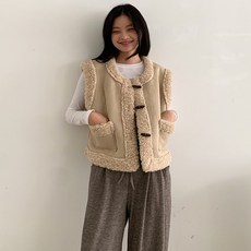 아르니 무스탕조끼 간절기 베스트 조끼 자켓 레이어드 2color