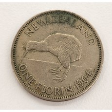 5-636/ 뉴질랜드주화 1964년 1 Florin -키위새 도안, 1개