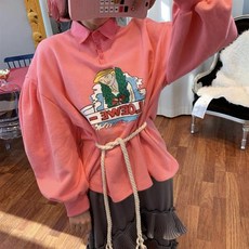여자 봄 오버핏 벌룬소매 카라 맨투맨