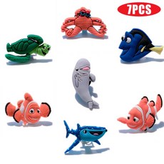 크록 자비츠 장식 악세사리 참 세트7pcs PVC 거북이 Beluga 고래 상어 구두 매력 액세서리 장식 버클 맞