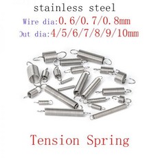 5 개/묶음 0.6mm/0.7mm 스테인레스 스틸 인장 스프링 O 후크 연장 스프링 프리 길이 15-120mm, 25mm, 0.7mm, 25mm, 5개
