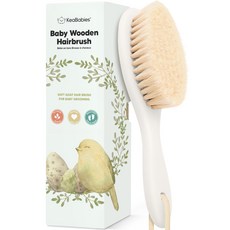 Baby Hair Brush - Baby Brush with Soft Goat Bristl 베이비 헤어 브러시 - 부드러운 염소 강모가 있는 베이비 브러시 요람 캡 브러시 모두, 1개, 바닐라