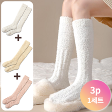 누엘르 여성 겨울 니삭스 포근한 산모 롱수면양말 3켤레 엘르 여성 포근한 임산부 골지 롱 수면양말 3켤레