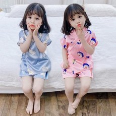 어린이 아동 유카타 잠옷 잠옷 여아 여름 남아 베이비 아이스 반팔 에어컨