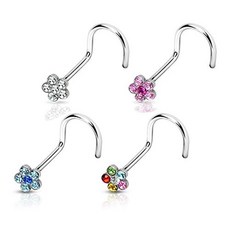 sp 해외 11월 FIFTH CUE 4pc 6-Gem Flower 316L Surgical Steel No +피어싱