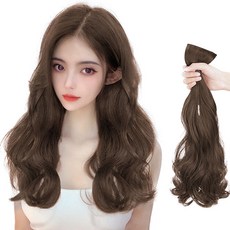 가발위드 붙임머리 엔디롱 웨이브 부분 가발 3피스 세트, 1세트, 라이트브라운50cm