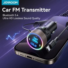 JOYROOM 블루투스 5.4 FM 송신기 듀얼 마이크 하이파이 딥 사운드 USB C 자동차 충전 어댑터 60W PD QC3.0, 한개옵션0, 1개