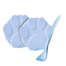 CloudTail 요기쏘 강아지 고양이 실리콘 캔커버 2p + 스푼1p, 푸른색, 1개