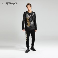 EDHARDY 남자트렌트 스타일리쉬 플라워 프린트 핫멜트 롱슬리브티 E12KAM
