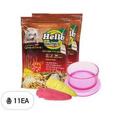 펫스토리 반려동물 HELLO 프리미엄 고슴도치 사료 900g x 2p + 먹이그릇(랜덤발송) + 이갈이스톤(랜덤발송) 세트, 11세트