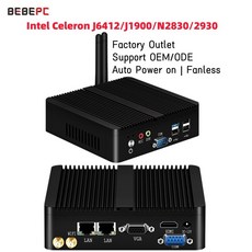 BEBEPC 팬리스 미니 PC 인텔 셀러론 J6412 J1900 N2830 듀얼 LAN