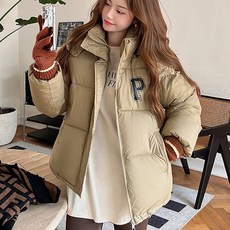 Banhany 아리나 로고 디테일 모자 탈부착 숏 패딩 4color