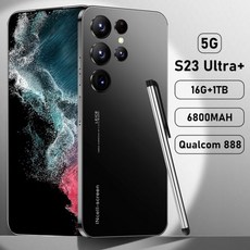 울트라 7.3 HD 스크린 스마트폰 S23 16G + 1T 5G 듀얼 심 셀룰러 안드로이드 언락 108MP 7800mAh 휴대폰, 블랙 16GB