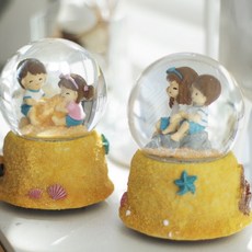 우주별쇼핑 모래사장 커플 워터볼 오르골 2스타일 스노우볼만들기, 바위