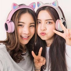 LENJOY 정품 LED 블루투스 고양이 무선 헤드셋, 네이비