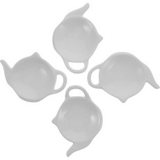 Ciieo 4pcs 티포트 모양 티백 홀더 세라믹 코스터 시즈닝 접시 스푼 받침대 스낵 티타임 보관 선반 트레이 브래킷 가정용 주방 화이트