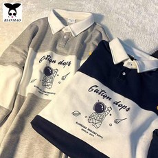 Polo shirt upper sweater men and women autumn clothes students Korean version loose high street