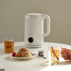 휴빅 대용량 1.7L 스텐 온도조절 무선 전기 커피 포트 주전자, 화이트