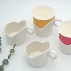 이천 도자기 하트 종이컵 홀더 + 패브릭 컵받침대, 컵홀더 1개 + 패브릭 컵받침 1p, 1개