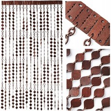 Door Curtain Screen From Wooden Beads Size - 90 x 200 cm - Handmade Hanging Beaded Door Blinds - Easy To Install, 단일옵션