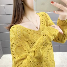 봄 여성 루즈핏 펀칭 니트티셔츠 15