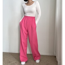 에이치스 힙걸 비비드컬러 하체커버 와이드핏 밴딩 무지 트레이닝 롱롱 팬츠