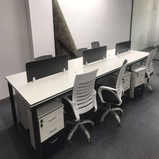 칸막이 모듈식 6 상업용 이그제큐티브 책상 워크스테이션 테이블 인용 및 세트 의자 사무실 가구, Grey White, 1개