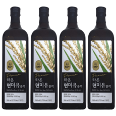 라온현미유 블랙 NON GMO 대용량 국산100% 국내산 프리미엄 미강유 700ml 4개