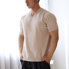 남자브이넥반팔니트