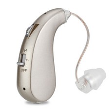 노인보청 음성 증폭기 소리 귀걸이형 충전식 한쪽, 1개, 실버