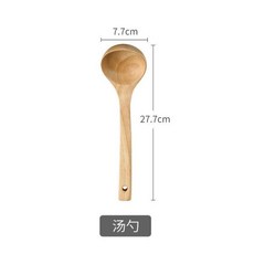 나무 뒤집개 숟가락 튀김 단단한 고온 저항 수프 스푼 페인트 없음 왁스 천연 재료, 1개, 09 J 1pcs