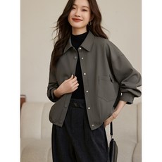 POMTOR 여성 자켓 가을 베이식 오버핏 패션 숏 자켓